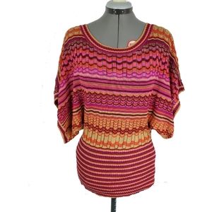 Sweater Project striped bat wing fitted pull over